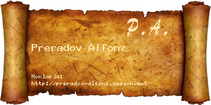 Preradov Alfonz névjegykártya